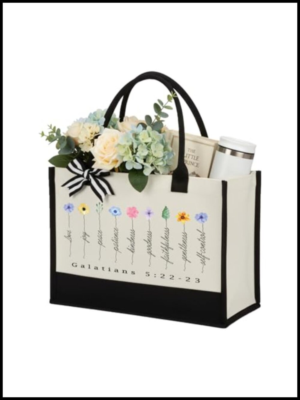 Christian Canvas Tote Bag Reusable Grocery Bible Study Bag Large Cotton Canvas